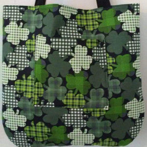 Green Irish Plaid Clover Tote